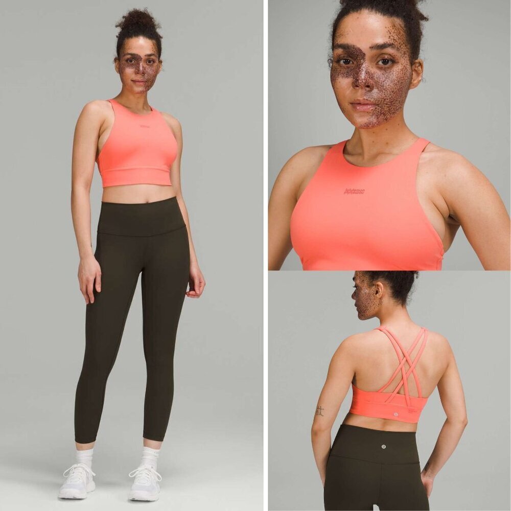 Lululemon Raspberry Cream Energy High-Neck Longline Bra Size 8 - 51024
